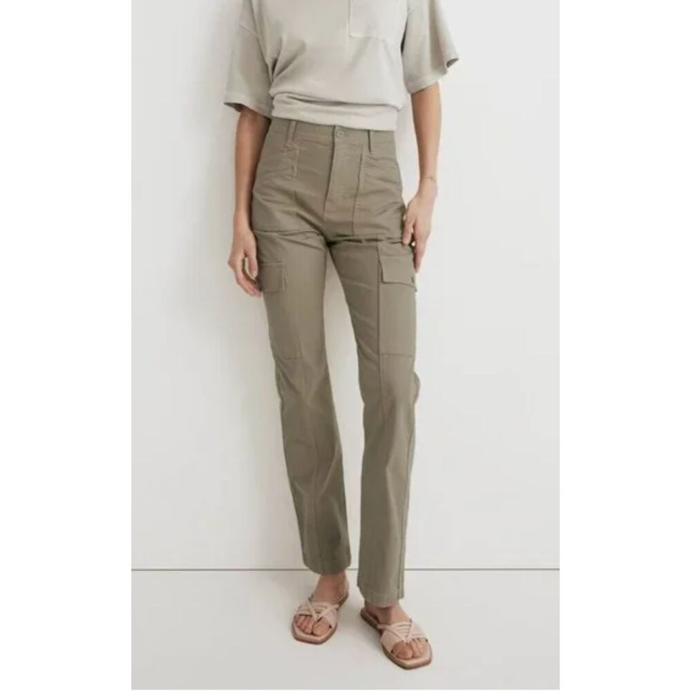 Madewell Garment Dyed 90s Straight Cargo Pants Ash Green Size 27